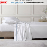 Private Collection 600TC Santiago Steel Cotton Sateen Sheet Set 50cm Wall Queen