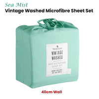 Blake & Lindsay Sea Mist Vintage Washed Microfibre Sheet Set 40cm Wall Double