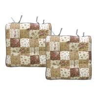 Lylac Homewares Petal Delights Set of 2 Cotton Chair Pads Mia Brown