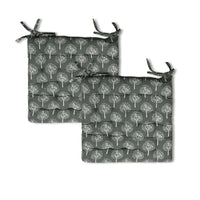 Lylac Homewares Tree of Life Set of 2 Cotton Chair Pads Dark Grey