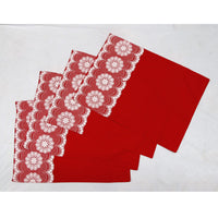 Rapee Set of 4 Cotton Lacey Red Table Placemats 33 x 45 cm