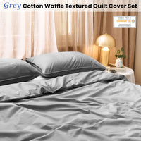 Dickies Cotton Waffle Texture Quilt Cover Set Grey King