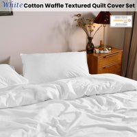 Dickies Cotton Waffle Texture Quilt Cover Set White Queen