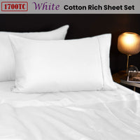 Morrissey 1700TC Cotton Rich Sheet Set White Queen