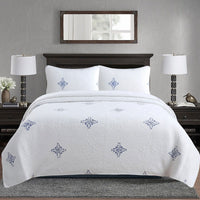 100% Cotton Lightly Quilted Coverlet Set Colorado Blue King