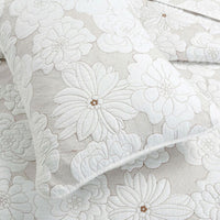 Cotton Rich Lightly Quilted Coverlet Set Floriade White King