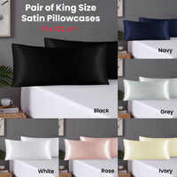Pair of King Satin Silk Pillowcases with Envelope Closure 51 x 102 cm Navy
