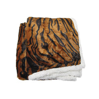 Luxury Faux Fur Reversible Throw Rug - Tiger