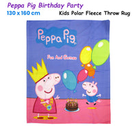 Peppa Pig Birthday Party Printed Polar Fleece Throw Rug 130 x 160 cm