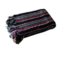 Liam Acrylic Knitted Throw Rug with Fringe No6