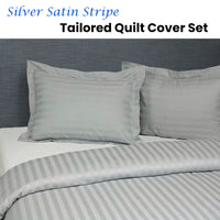 Jason Silver Satin Stripe Tailored Quilt Cover Set King