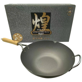 Kirameki Premium Cast Iron Nitriding Processing Stir-fry Wok (Made in Japan) - 33cm