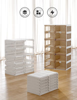 Kylin Cubes Storage Folding Shoe Cabinet With 2 Column & 7 Grids & 4 Brown Door