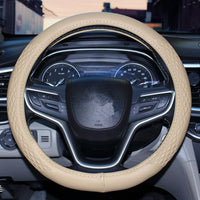 Universal Luxury Steering Wheel Cover 37-38cm All-Season  Non-Slip Fits Most Cars (Beige)