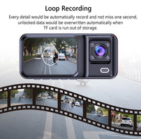 Front and Rear Triple Lens Dash Cam 1080P HD Three-Lens Driving Recorder Reversing Visual Recording