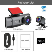 4K Dash Cam UHD 2160P WiFi Front Dashcam Night Vision Car Camera with 64GB Card