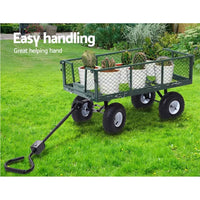 300kg Gardeon Mesh Garden Cart Steel Removable Sides Trolley Wagon ATV Trailer