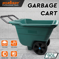 HORUSDY 90L Multi-Purpose Garden Cart Lawn Wheelbarrow Trailer Wagon Outdoor