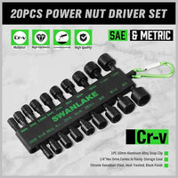 SWANLAKE GARDEN TOOLS (letter with no tracking)SWANLAKE 20PCS Power Nut Driver Set for Impact Drill, 1/4” Hex Head Drill Bit SAE and Metric