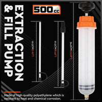 HORUSDY 500ML Oil Suction Syringe Style Manual Pump Oil Brake Fluid Extractor