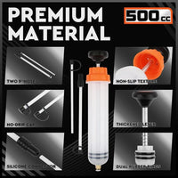HORUSDY 500ML Oil Suction Syringe Style Manual Pump Oil Brake Fluid Extractor