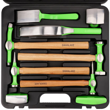 SWANLAKE 9-Piecce Auto Body Hammer and Dolly Set, Heavy Duty Car Body Dent Repair Tool Kit with Carrying Case