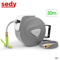 Garden Spray Gun Auto Rewind Wall Water Hose Mount Hose Reel 30M Retractable