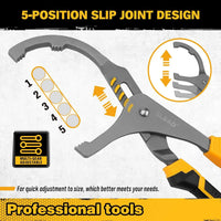 Adjustable Oil Filter Wrench Set - 9" & 12" Pliers for Cars, Trucks, Motorcycles - Durable Carbon Steel, Ergonomic Grip, Easy Access Design
