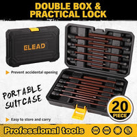 ELEAD Extra-Long Allen Hex Bit Socket Set: 20-Piece 3/8 Inch Drive, S2 Steel, Standard SAE & Metric (1/8-Inch - 7/16-Inch, 3-12mm) for Impact Drills and Ratchet Wrenches