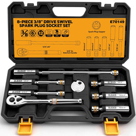 8-Piece 3/8" Drive Magnetic Swivel Spark Plug Socket Set Spark Plug Removal Tool