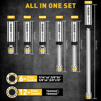 8-Piece 3/8" Drive Magnetic Swivel Spark Plug Socket Set Spark Plug Removal Tool