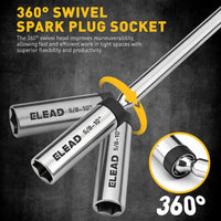 8-Piece 3/8" Drive Magnetic Swivel Spark Plug Socket Set Spark Plug Removal Tool