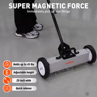 18Inch Magnetic Pick Up Sweeper With Wheels 45LBS Lawn Sweeper Roofing Tools