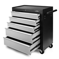 HORUSDY 5 Drawer Tool Box Trolley Cabinet Storage Cart Garage Organiser Lockable