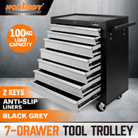 HORUSDY 7 Drawer Tool Box Trolley Cabinet Storage Cart Garage Organiser Lockable