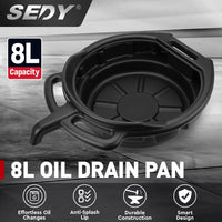 SEDY 8L Oil Change Pan Drain Tray Portable Dish Coolant Recovery Pan Black