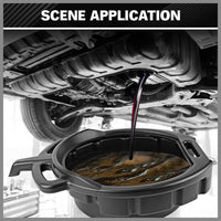 SEDY 15L Oil Change Pan Drain Tray Portable Dish Coolant Recovery Pan Black