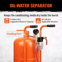 40L Sandblasting Tank Portable Sand Grit Blaster Abrasive Gun Car Trucks