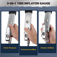 HORUSDY 3in1 255PSI Tyre Inflator Car Motorcycle Air Tire Pressure Gauge Hose Pump Au