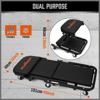 40inch 2 in 1 Folding Creeper Mechanic Z Seat Garage Workshop Rolling Work Stool