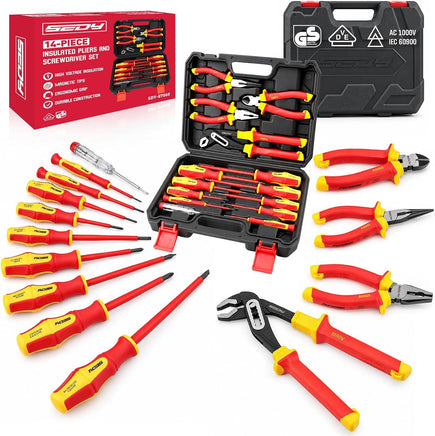 SEDY 14-Piece Insulated Screwdriver & PliersSet: VDE Insulated Set 1000V InsulatedElectrician Tool Set with Magnetic Phillips