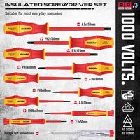 SEDY 14-Piece Insulated Screwdriver & PliersSet: VDE Insulated Set 1000V InsulatedElectrician Tool Set with Magnetic Phillips