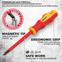 SEDY 14-Piece Insulated Screwdriver & PliersSet: VDE Insulated Set 1000V InsulatedElectrician Tool Set with Magnetic Phillips