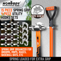 HORUSDY Spring Grip Mop & Broom Holder Wall Mounted Garden Tools Storage Clip