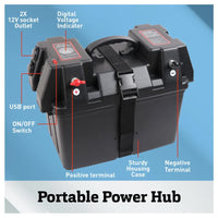 12V 100AH Deep Cycle Battery Box Portable Power Storage Marine Solar USB Camping