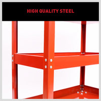 Tool Trolley 3-Tier Workshop Cart Rolling Steel Parts Storage Handyman 150KG Red