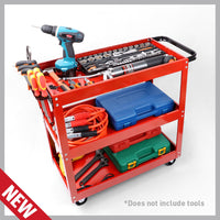 Tool Trolley 3-Tier Workshop Cart Rolling Steel Parts Storage Handyman 150KG Red