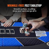 10 Player Foldable Blue Color Poker Table Blackjack Texas Holdem Table with Cup Holders