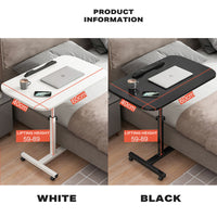 Movable lifting computer table bedside portable table(White)