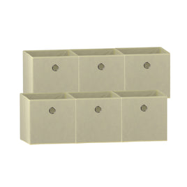 SORTI 33x33x27 CM Beige 6-Pack Foldable Storage Cubes - Fabric Bookcase Organizers for Toys and More